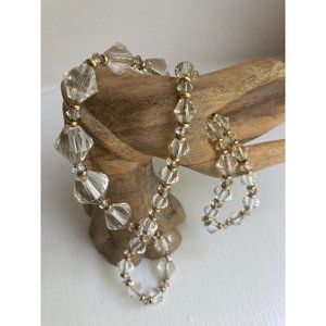 Vintage Simmons Gold Plated Faceted Crystal Necklace 19"